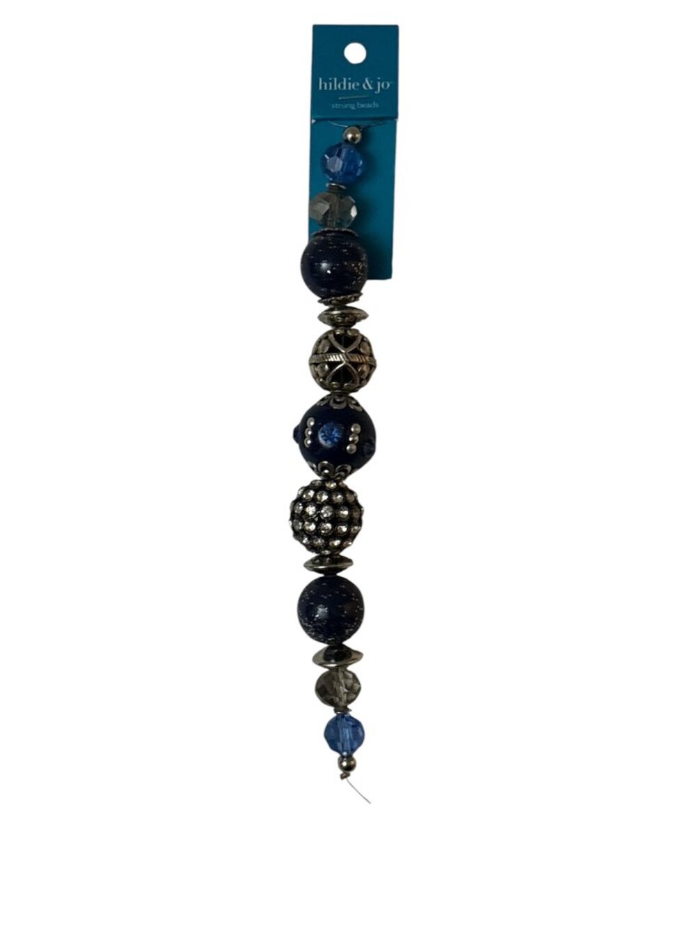 Hildie & Jo Strung Beads Navy Blue Mixed Bead Strand With Metal, And Rhinestone
